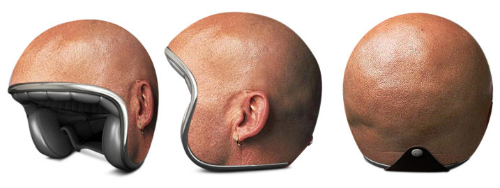 Helmet With Bare Head Print That Doesn't Meet Safety Certifications