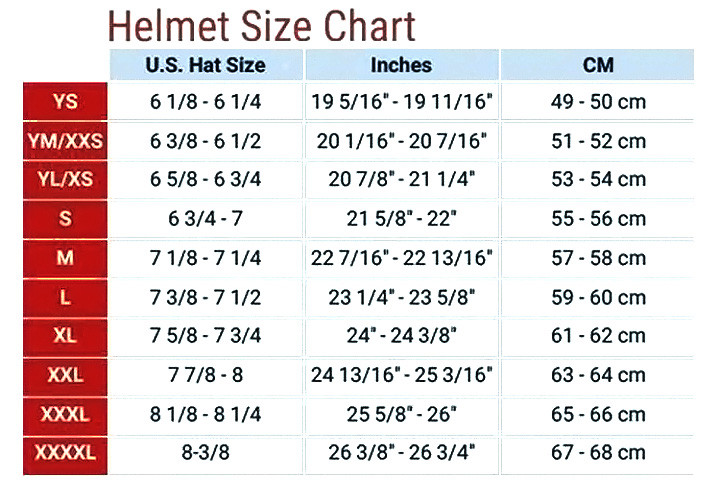 Helmet Size Chart