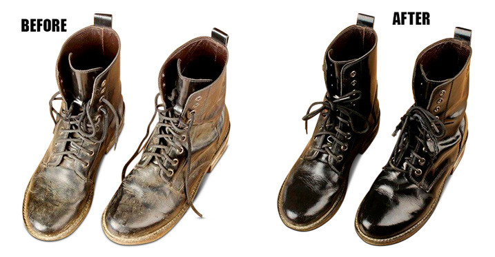 Leather Boots Before / After Applying Leather Conditioner