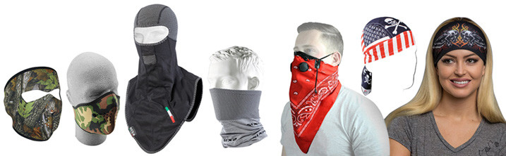 Half- & Full-face Masks / Balaclavas / Neck Gaiters / Bandanas / Head Wraps / Headbands