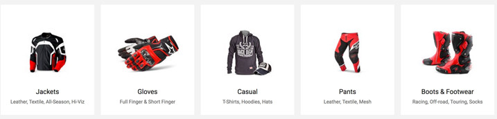 Motorcycle Riding Gear Variety