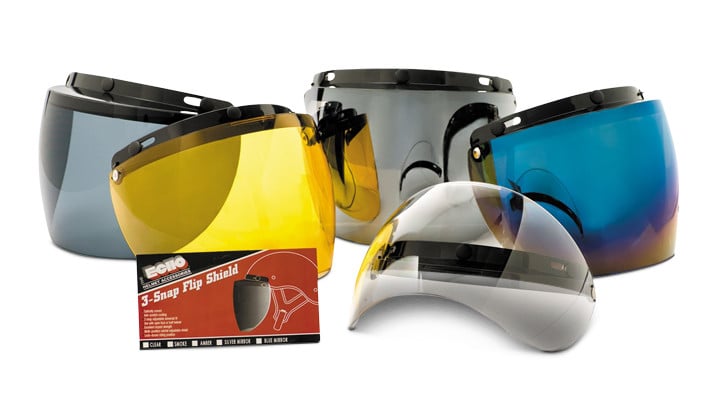 Echo 3-Snap Flip Helmet Face Shield In Multiple Tints