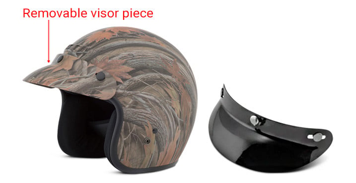 GMAX GM-2 Leaf Camouflage Open Face Helmet With Removable Visor Piece
