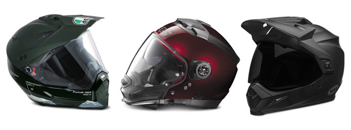 AGV Dual Evo Multi Wild Frontier Dual Sport Helmet / Nolan Helmets EVO Solid Dual Sport Helmet / Bell Adventure DLX MIPS Helmet