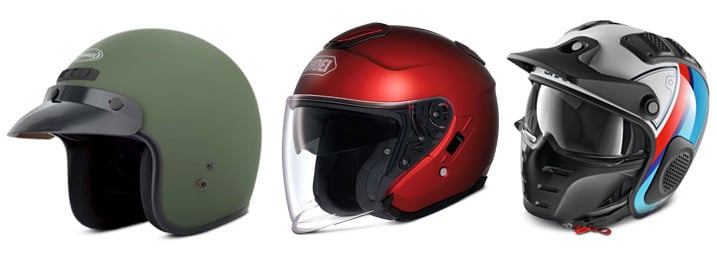 Open Face Helmets Completely Open / With Removable Visor / With Removable Air Filter Mask