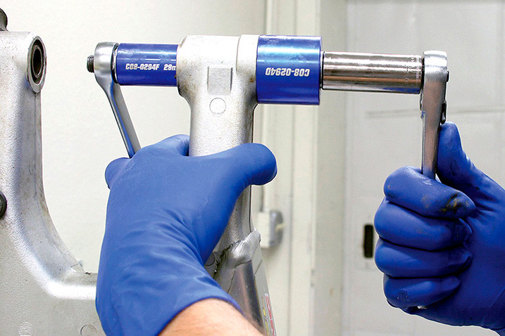 Motion Pro Deluxe Suspension Bearing Service Tool In Use