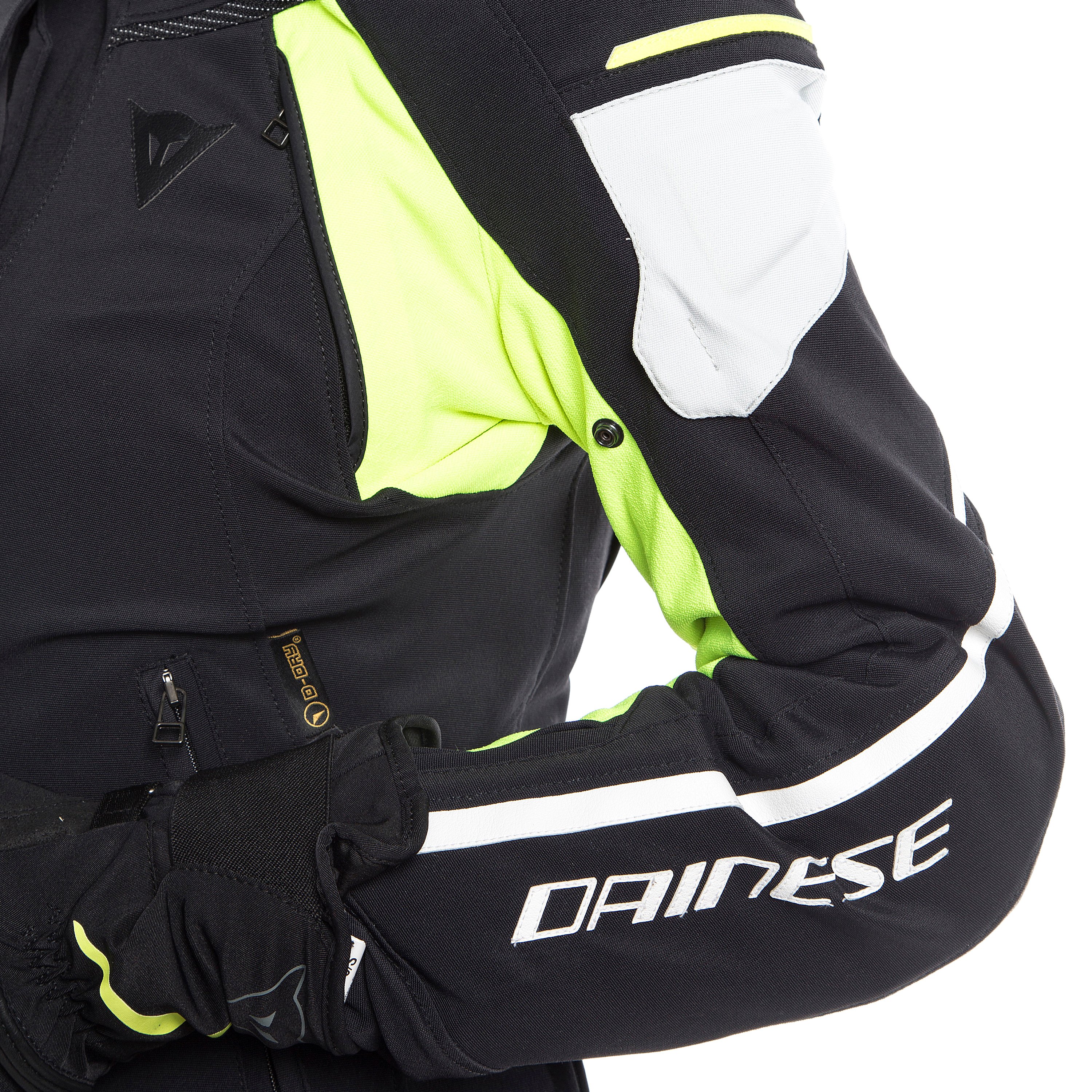 Куртка текстильная Dainese dinamica Air d-Dry Black/Fire-Blue/Fluo-Yellow. Мотокуртка женская черно желтая. Rain master