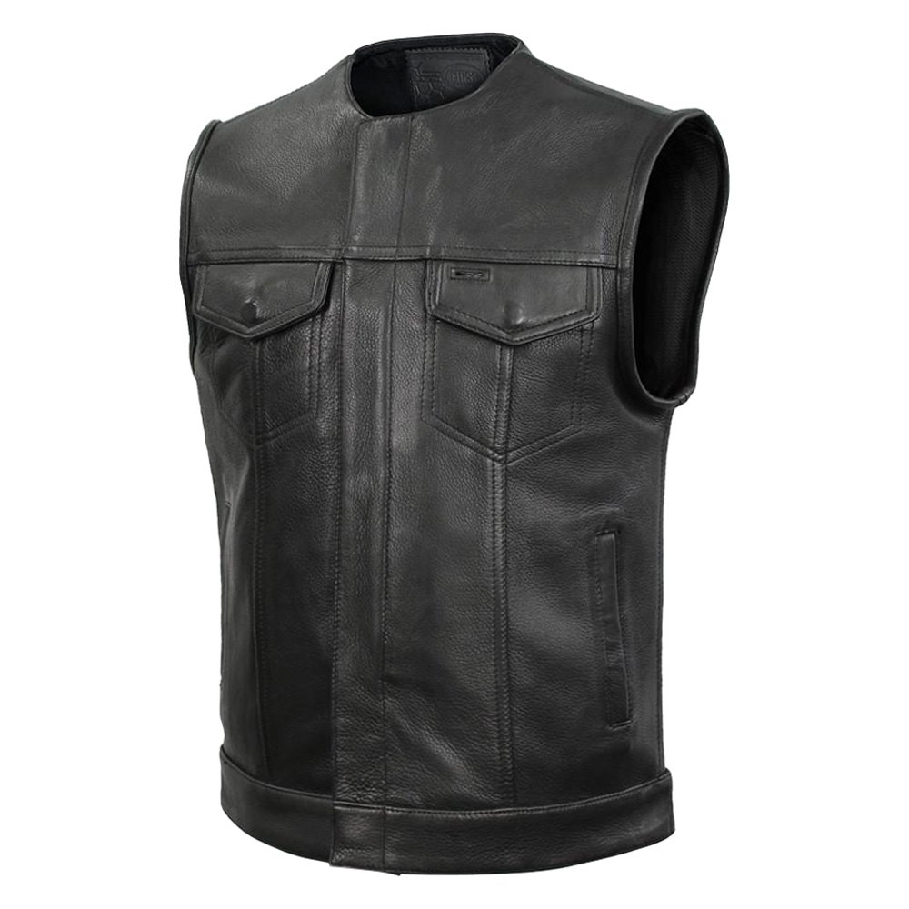 First Manufacturing® FIM638CPM5X-4X-BLK - Highside Men's Leather Vest ...