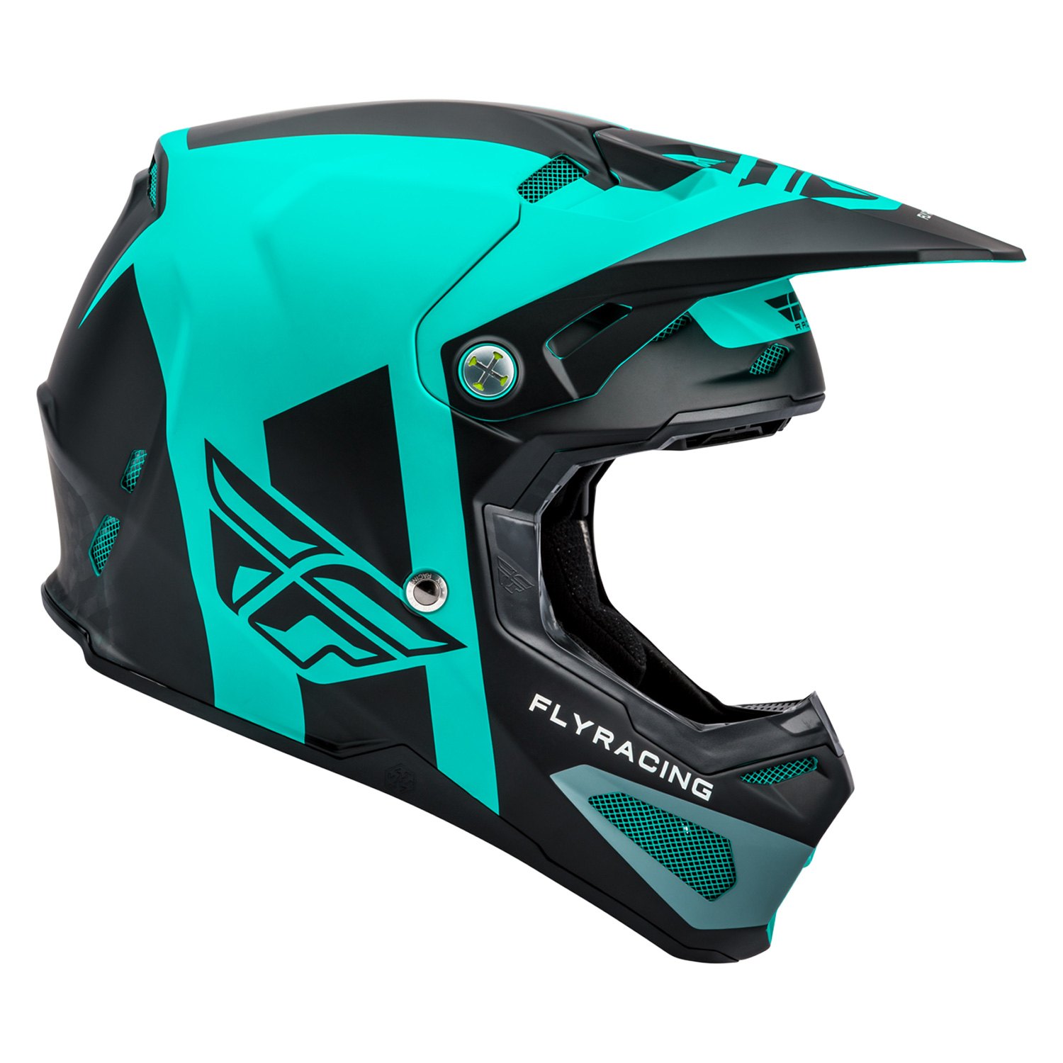 teal motorcycle helmet