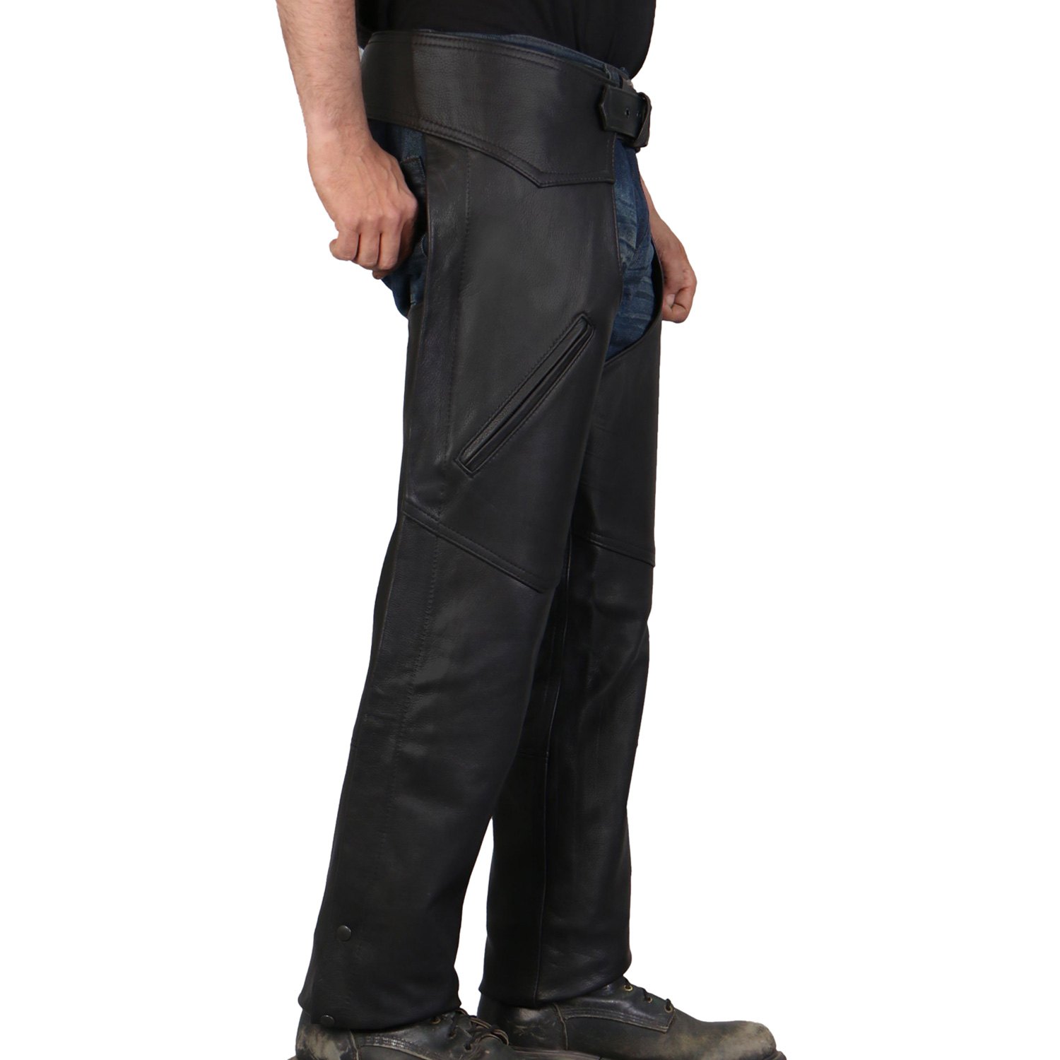 Hot Leathers® 13211 - Men's Leather Chaps (Large, Black) - MOTORCYCLEiD.com