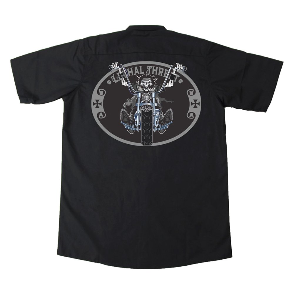 Lethal Threat® - Chopper Rider Embroidered Work Men's Shirt ...