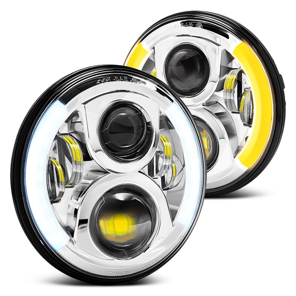 Led chrome. Halo Headlights. 7 Inch Mirrored Lens Headlight. Y7 led auto Headlights. Headlight Capsule.