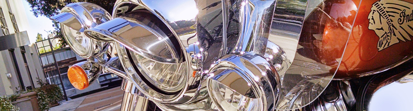 Chrome Visor Headlight For Bobber Chopper Dyna – 12V Universal Fit