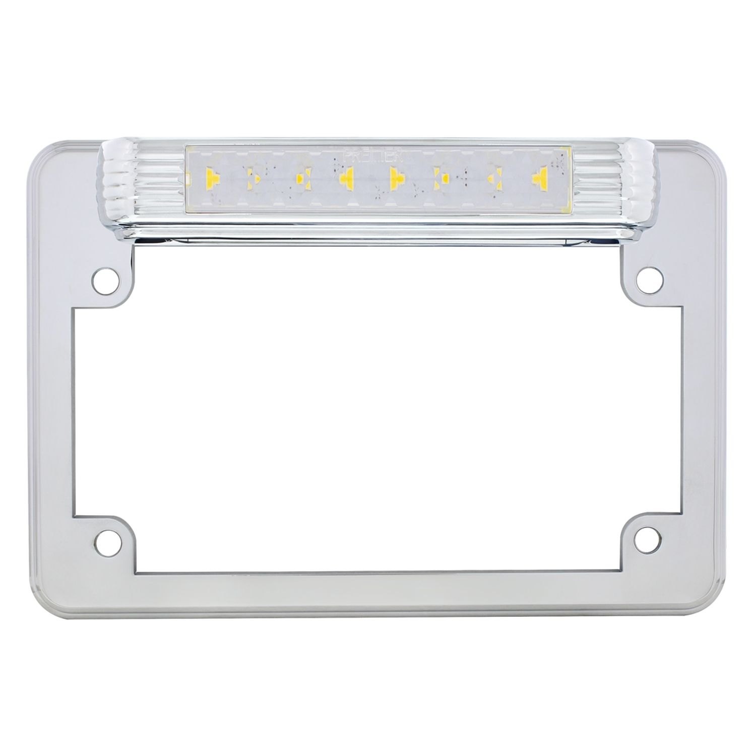 United Pacific® 110211 Chrome Motorcycle License Plate Frame with 3rd Brake and License LED