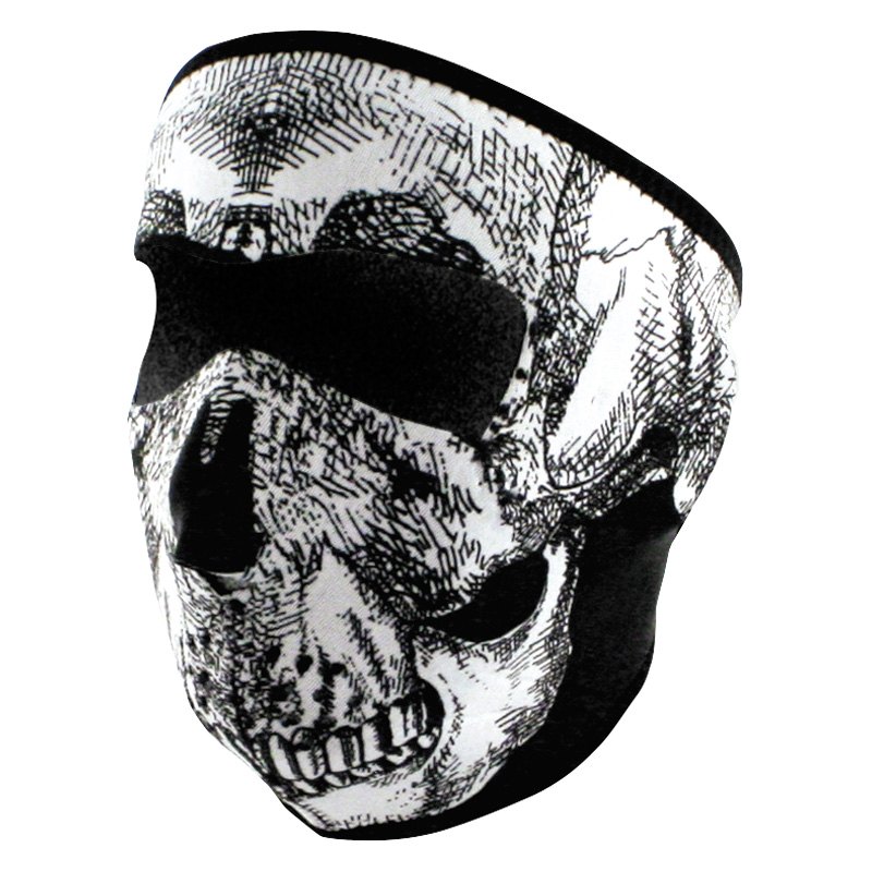 ZANheadgear WNFM002G Neoprene Face Mask Glow in The Dark BLK & White Skull FA for sale online 